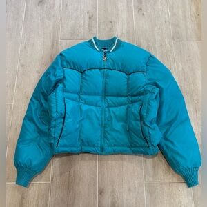 VINTAGE 80s COMFY PUFFER JACKET MADE IN USA L/XL TEAL